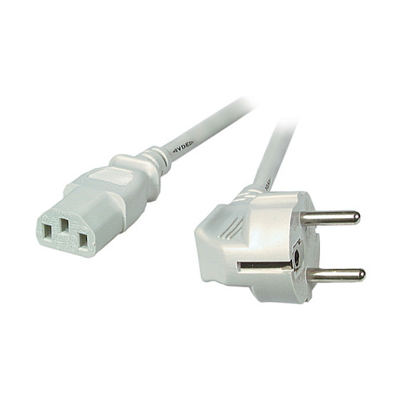 EFB ELEKTRONIK Kabel za napajanje Schuko (90°) na C13, 2.5m, siva boja