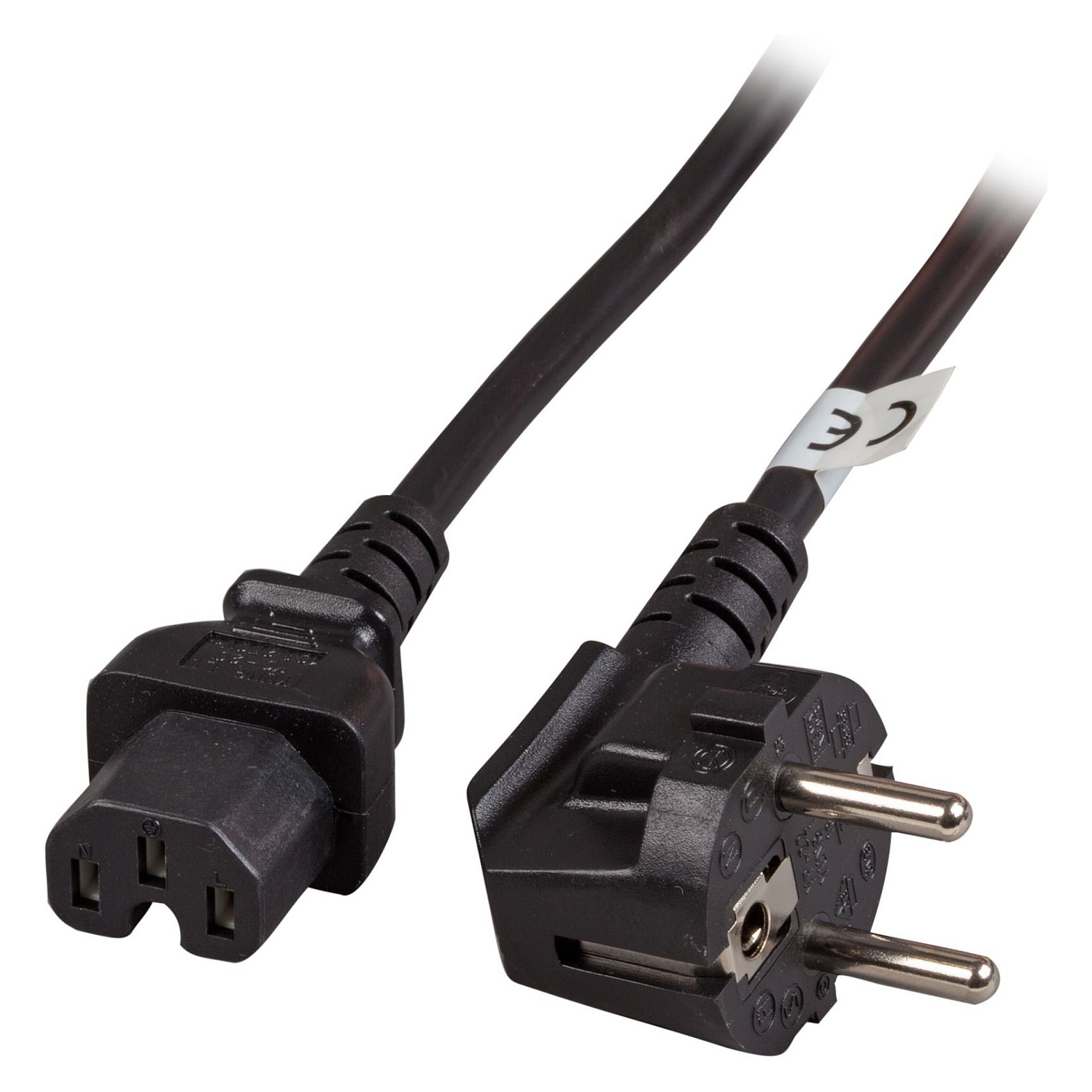 EFB Warmgerteleitung CEE 7/7 90 auf C15, schwarz, 1 m, 3 x 1,00 mm H05RN-F (Gummi)