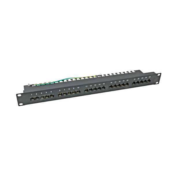 Patchpanel 50xRJ45 8/4 1HE ISDN, schwarz, Cat. 3