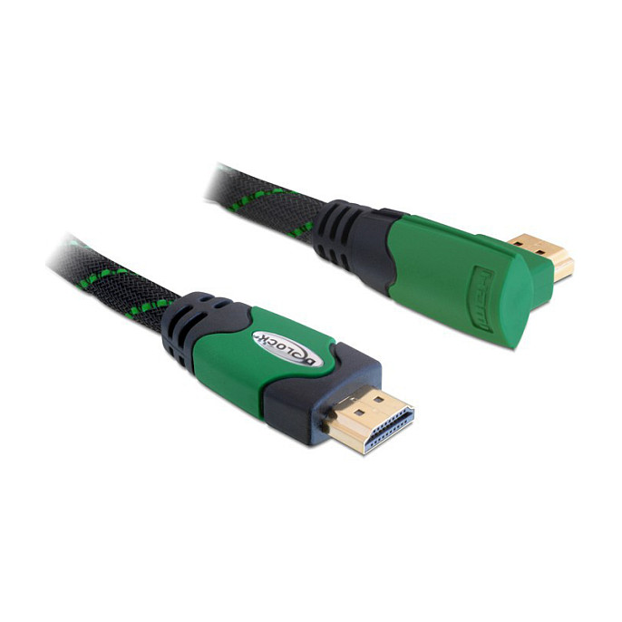 HDMI kabel DELOCK 82762 High Speed with Ethernet (kutni desni, 2m, zelena boja)