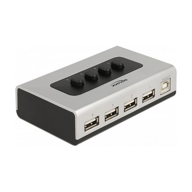 Umschalter USB 2.0 mit 1 x Typ-B Buchse zu 4 x Typ-A Buchse manuell bidirektional-0