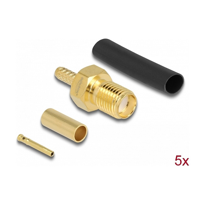 SMA Buchse zum Crimpen RG-174 / RG-316 mit passendem Schrumpfschlauch - 5 StÃ¼ck