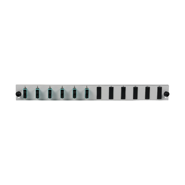 EFB Bestckte 12 Port Frontblende mit 6 x SC Duplex Kupplung OM3 vertikal, grau-0