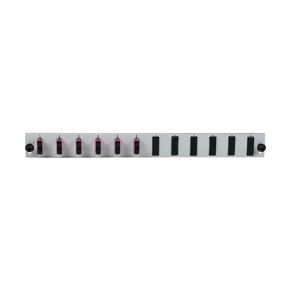 EFB Bestckte 12 Port Frontblende mit 6 x SC Duplex Kupplung OM3 vertikal, grau-1