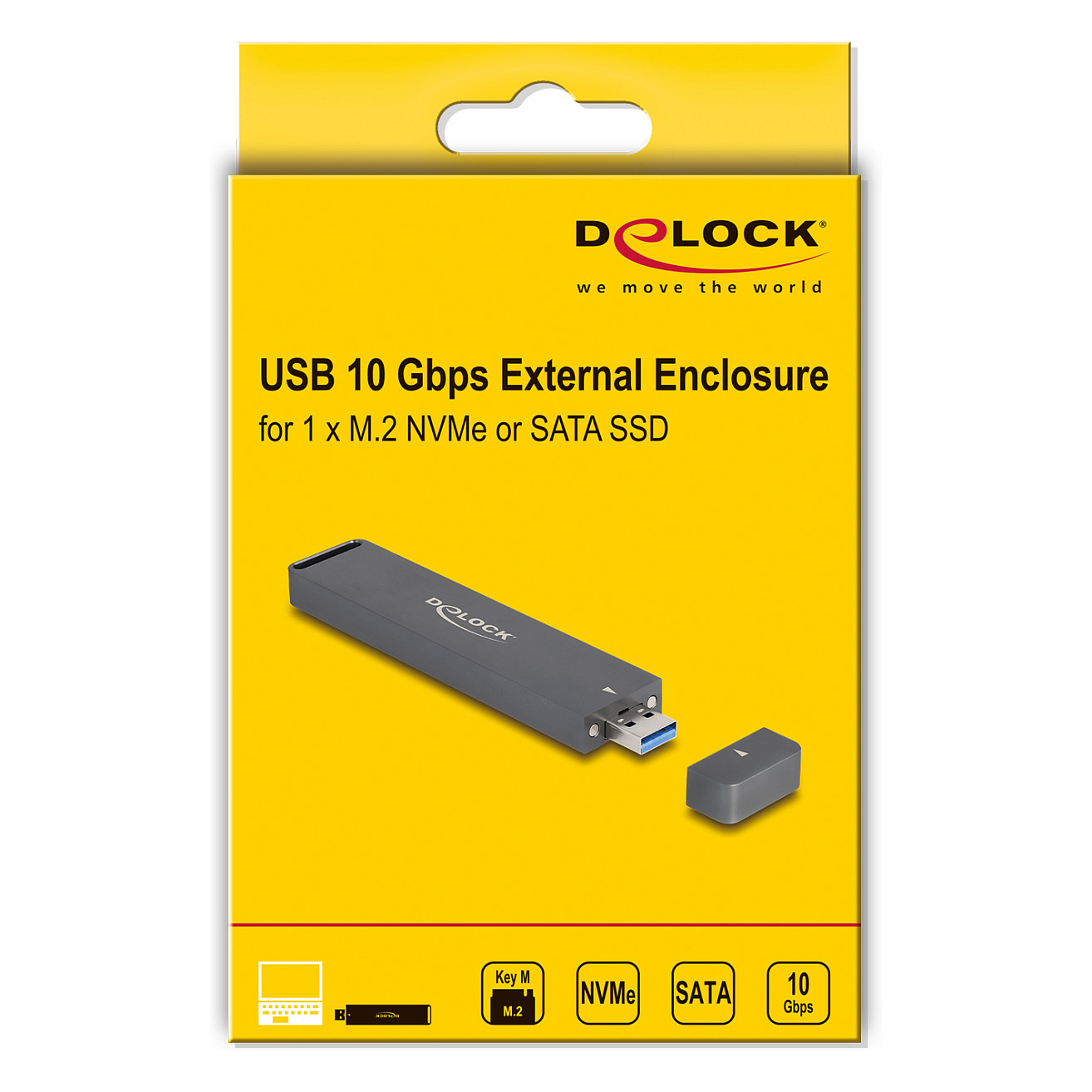 Externes GehÃ¤use fÃ¼r M.2 NVMe PCIe SSD oder SATA SSD mit USB 10 Gbps Typ-A Stecker-5