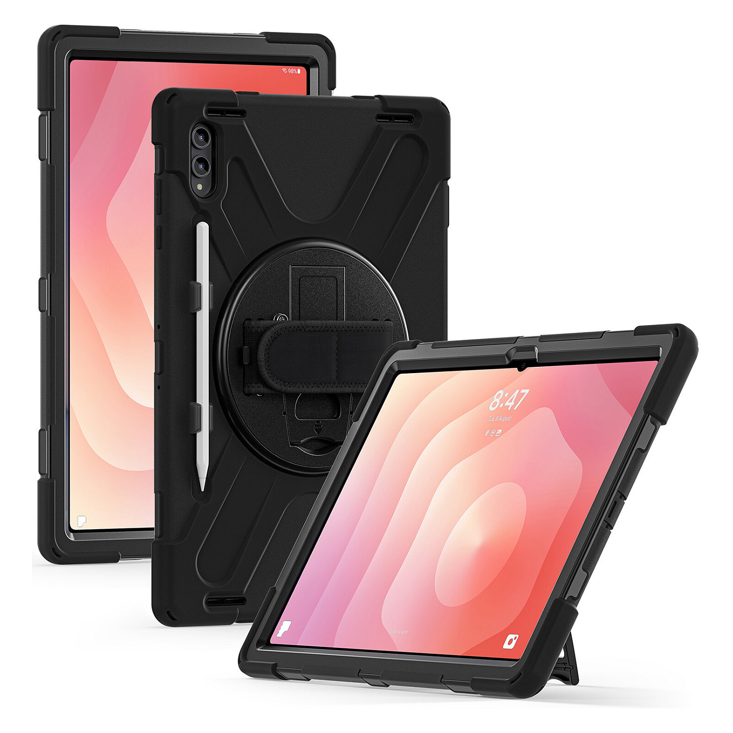 Zaštitna maska 4SMARTS Rugged Case Grip za Samsung Galaxy Tab S9 Ultra, crna boja-4
