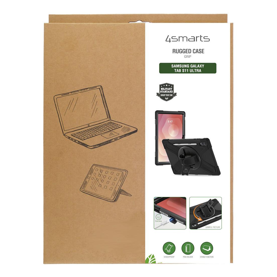 Zaštitna maska 4SMARTS Rugged Case Grip za Samsung Galaxy Tab S9 Ultra, crna boja-7