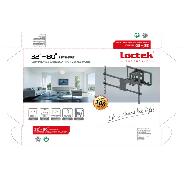 Nosač za TV LOCTEK PSW-403MUT (nagibni i zakretni, 32"-80", 50 kg, VESA 600x400)-3