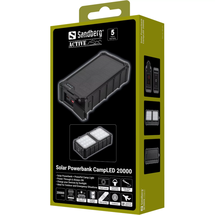 Sandberg Solar Powerbank CampLED 20000mAh portable battery-7