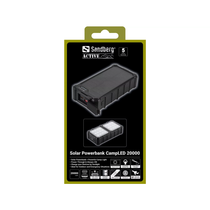 Sandberg Solar Powerbank CampLED 20000mAh portable battery-6