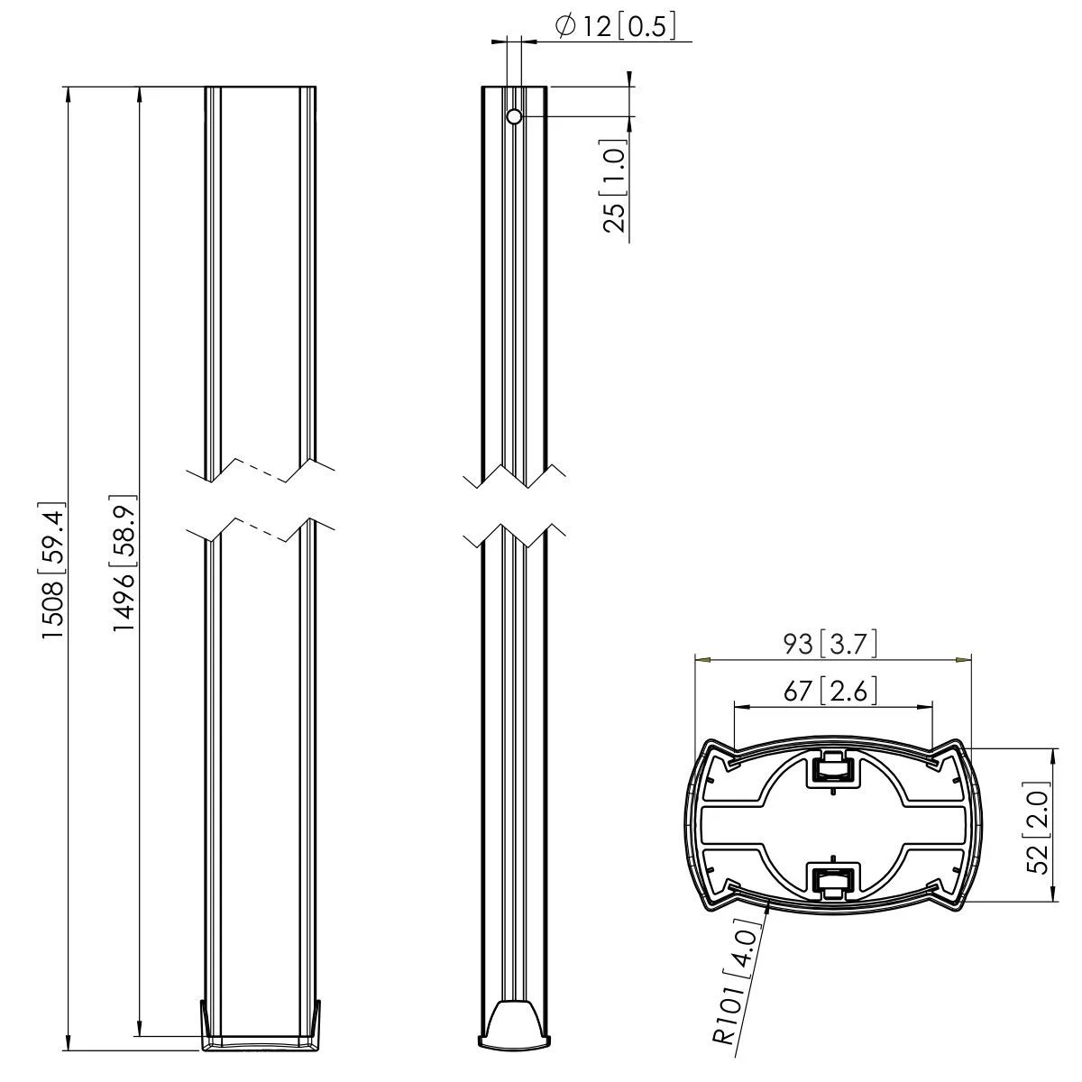 Oprema za TV nosače VOGEL'S PUC 2515 (montažni stup, 150 cm, max 80 kg, crna boja)-2