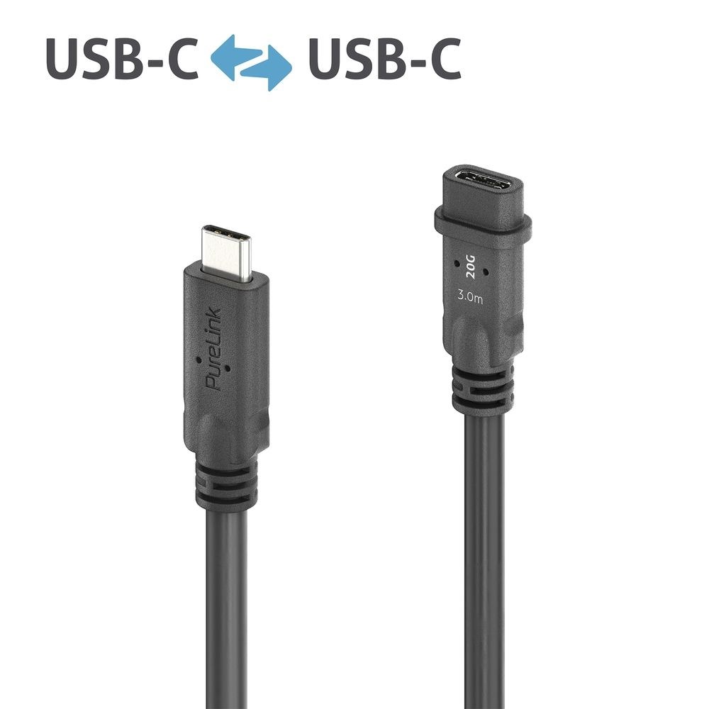 Kabel PURELINK PI6630-030 USB-C na USB-C 3m (USB4, 20Gbps, 100W), crna boja