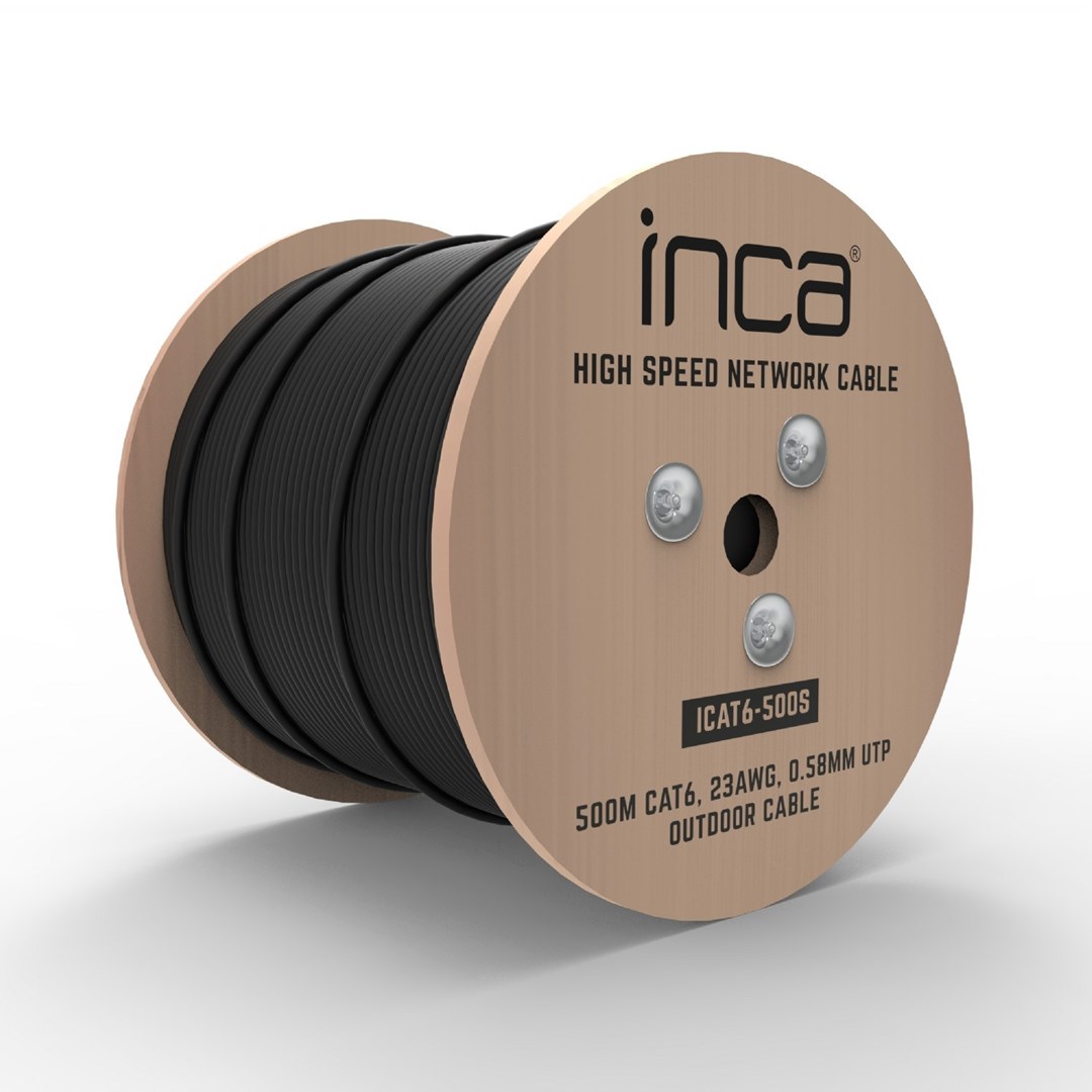 Inca ICAT6-500S networking cable Black 500 m Cat6 U/UTP (UTP)-1