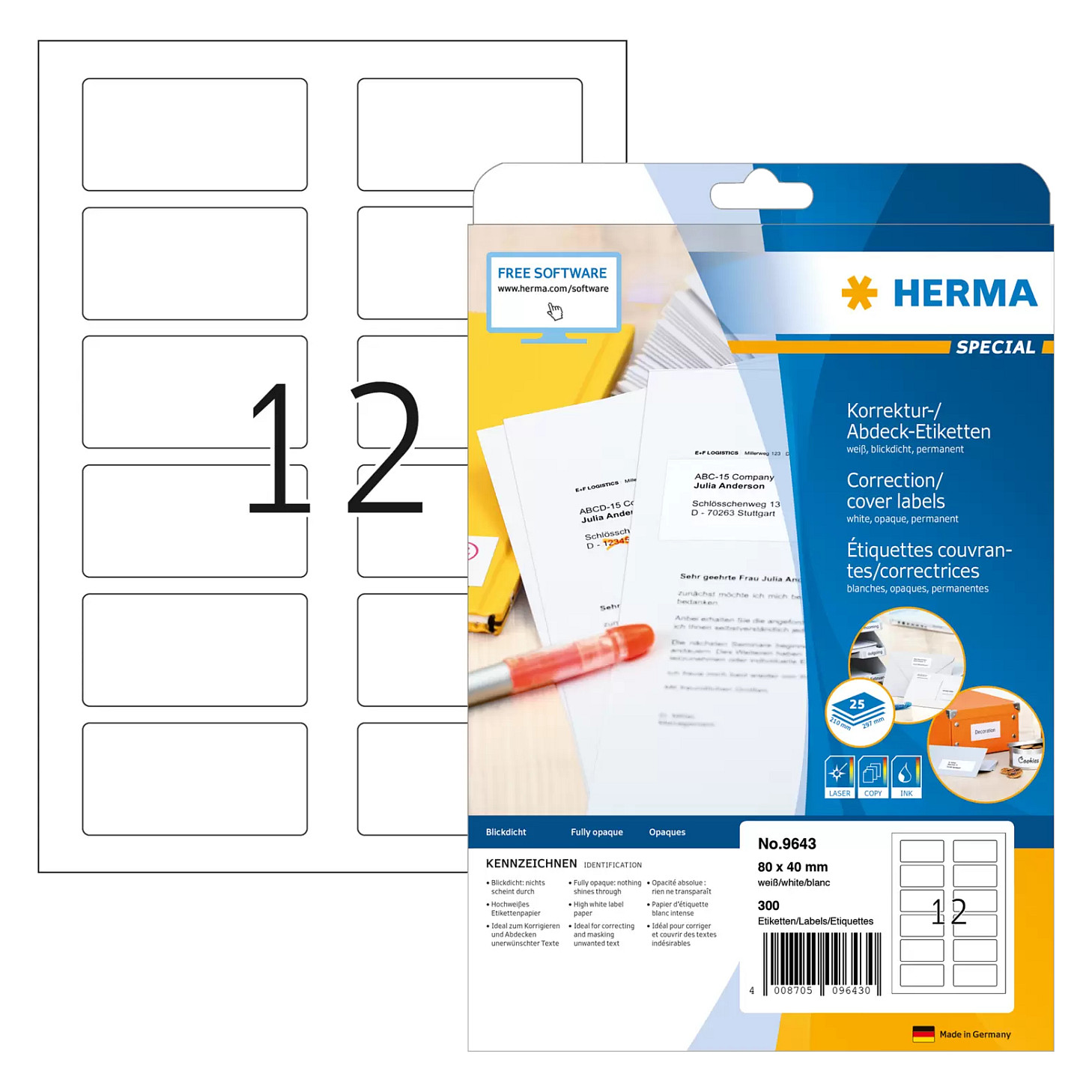 Etikete HERMA 9643 za QR kodove, 80x40mm, 300 komada-0
