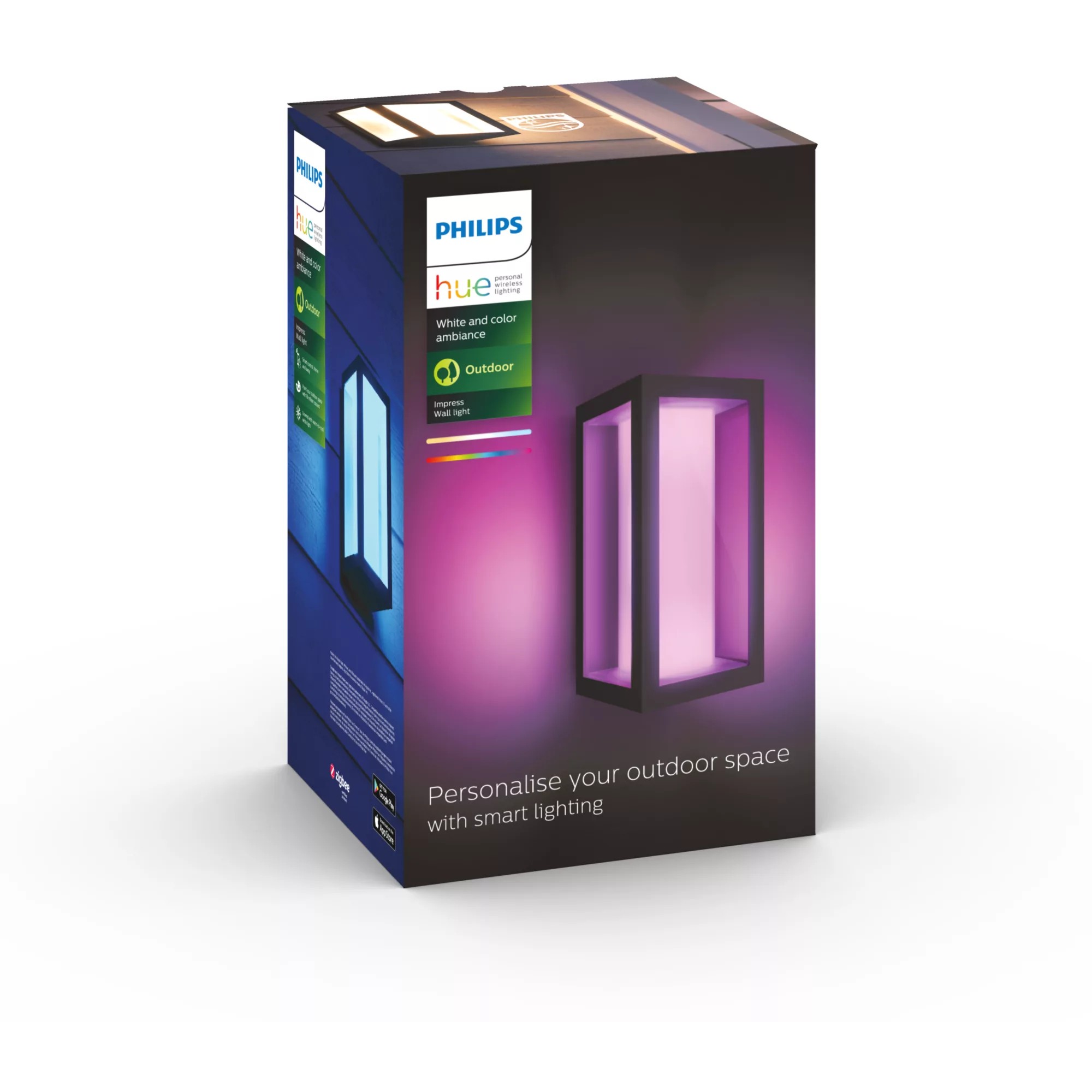 Vanjska zidna svjetiljka PHILIPS Hue Impress White and Color Ambiance, uska, crna boja-3