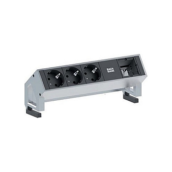Ugradbena letva s utičnicama BACHMANN DESK 2 (3x šuko, 1x modul, GST18), Inox