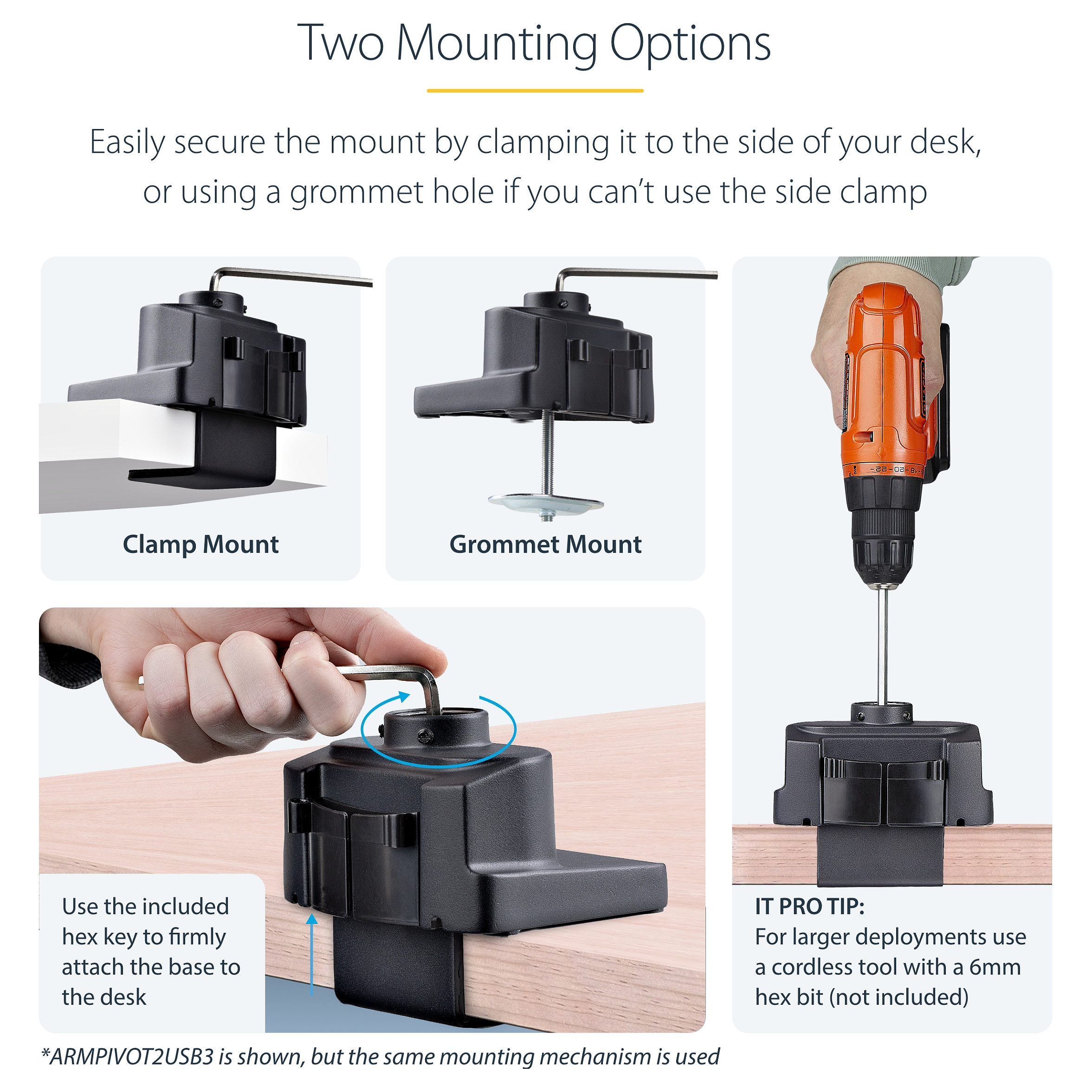 Stolni nosač za monitor STARTECH ARMPIVOT2USB3 s 2x USB 3.0-11