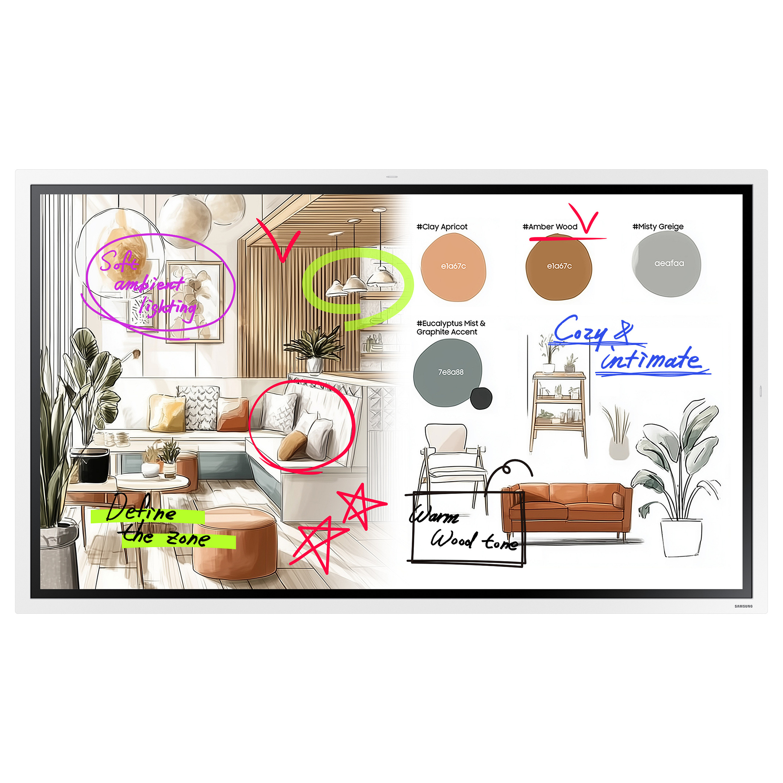 138,7cm/55" (3840x2160) Samsung WM55FX 16:9 4K VA 9,5ms HDMI USB-C USB LAN WLAN Bluetooth VESA Speaker Touch 12/7 White Gray-0