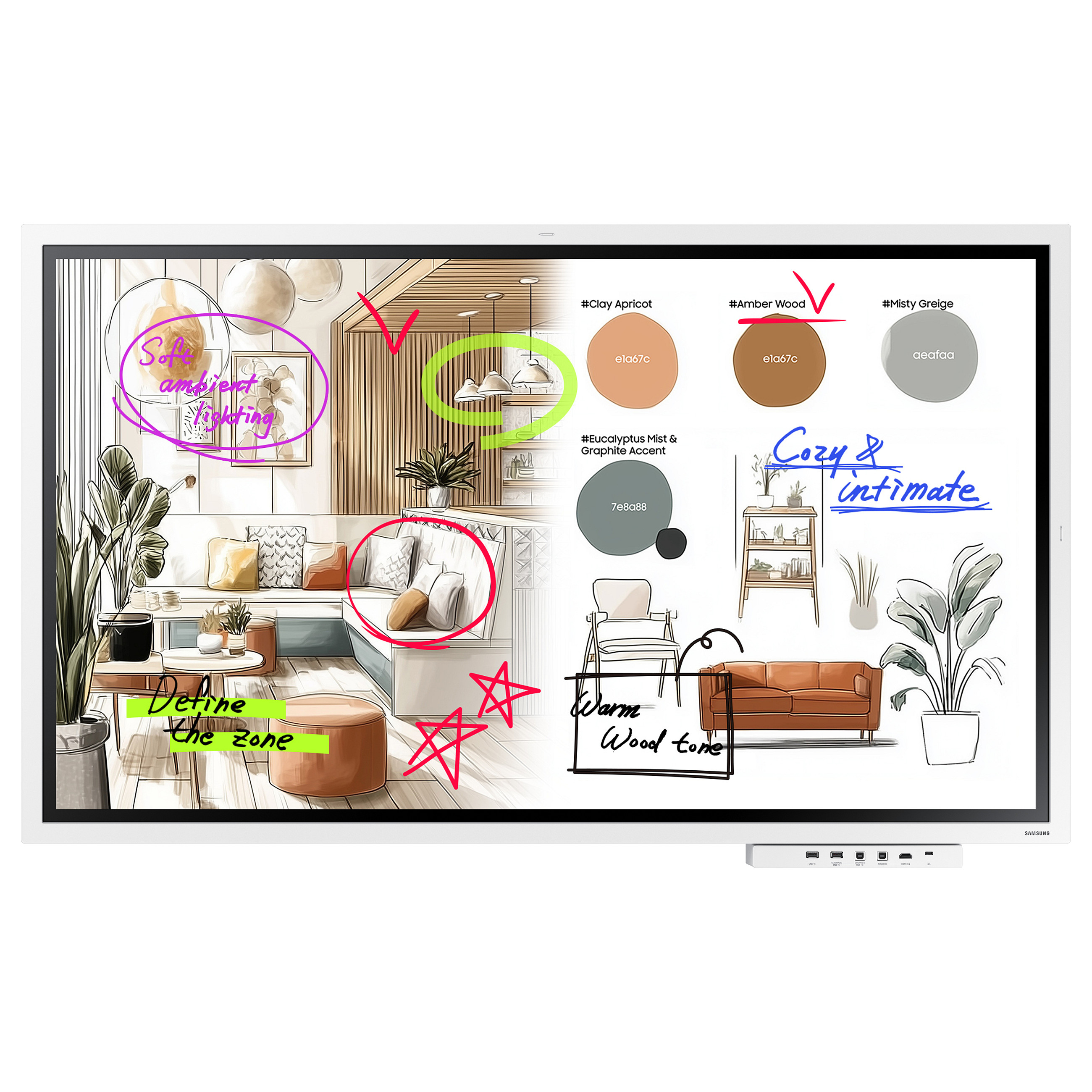 138,7cm/55" (3840x2160) Samsung WM55FX 16:9 4K VA 9,5ms HDMI USB-C USB LAN WLAN Bluetooth VESA Speaker Touch 12/7 White Gray-6