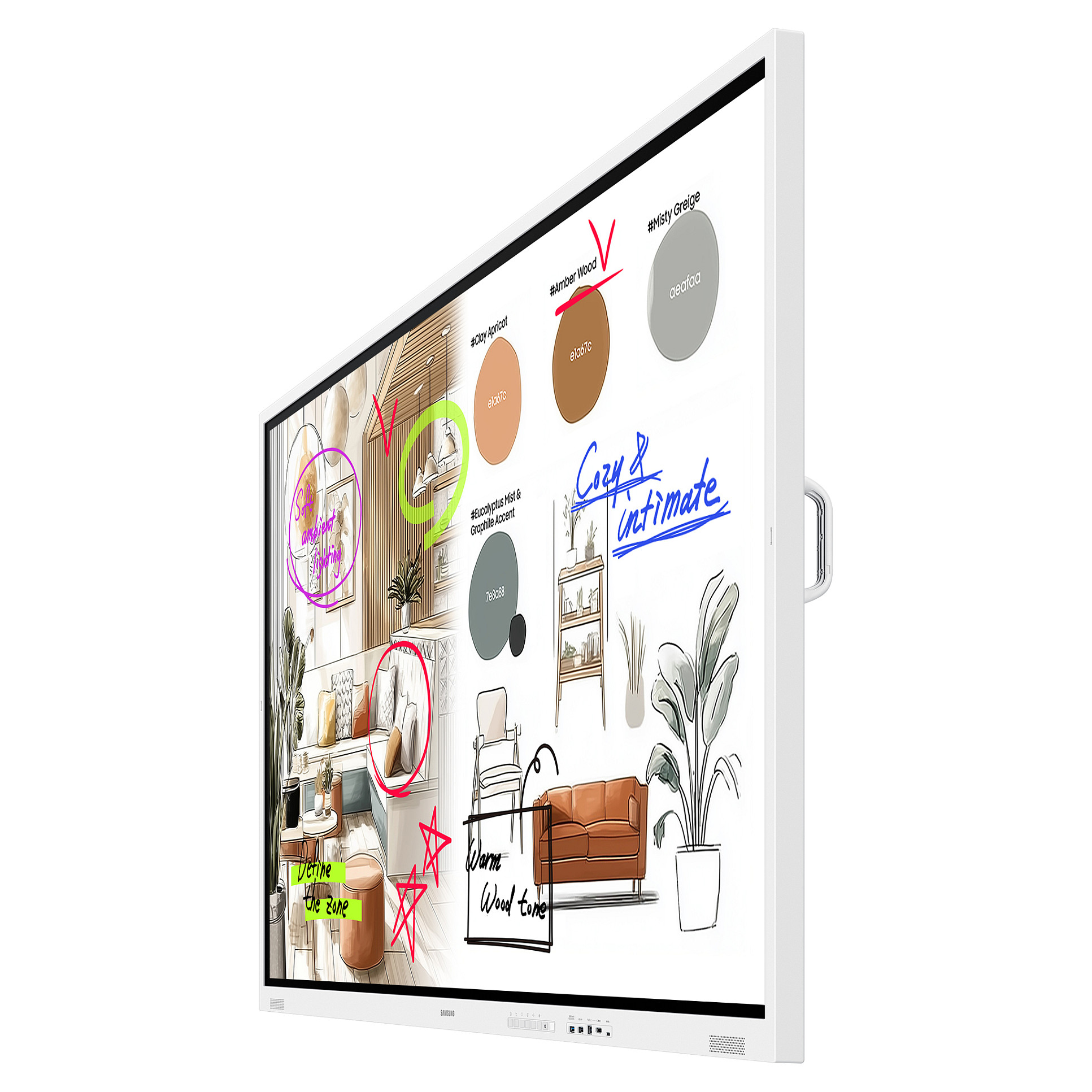 189,2cm/75" (3840x2160) Samsung WM75FX 16:9 4K VA 8ms HDMI USB-C USB LAN WLAN Bluetooth VESA Speaker Touch 12/7 White Gray-8
