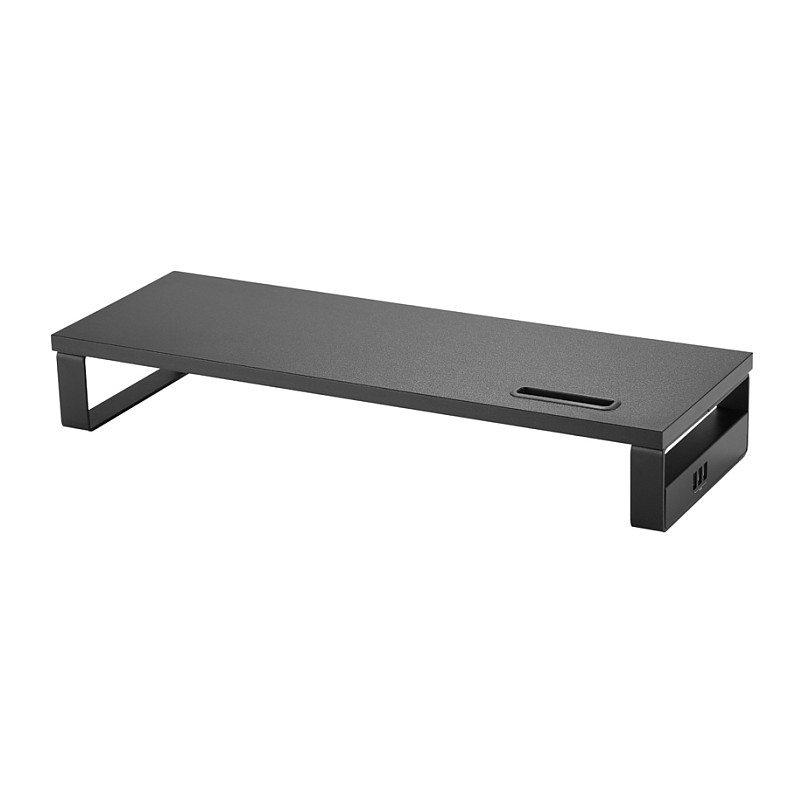 Stalak za monitor EQUIP s 3x USB 2.0 hubom i držačem za mobitel, crna boja