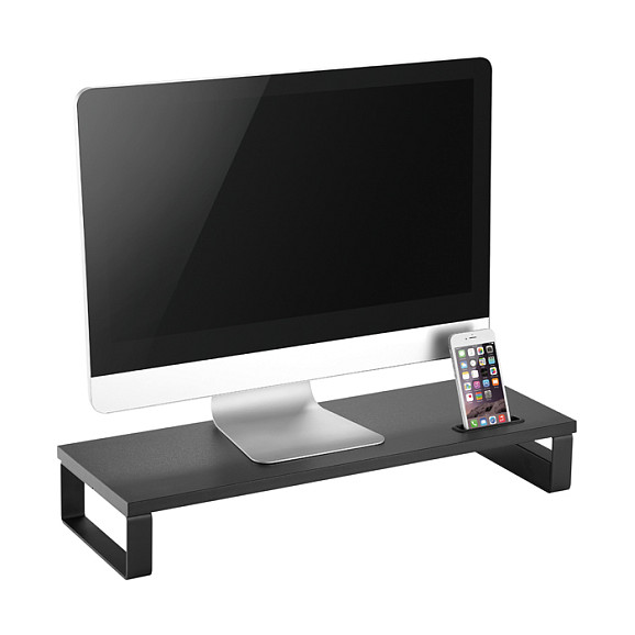 Stalak za monitor EQUIP s 3x USB 2.0 hubom i držačem za mobitel, crna boja-2