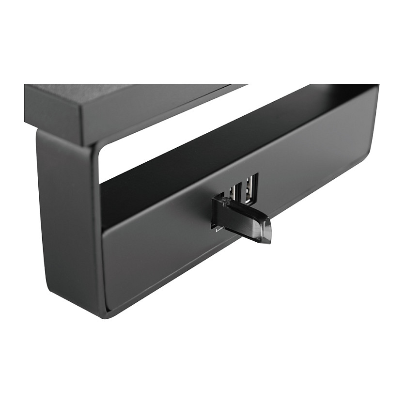 Stalak za monitor EQUIP s 3x USB 2.0 hubom i držačem za mobitel, crna boja-3