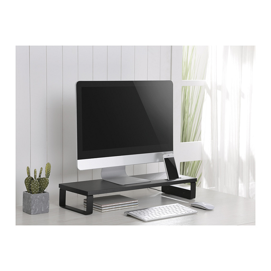 Stalak za monitor EQUIP s 3x USB 2.0 hubom i držačem za mobitel, crna boja-4