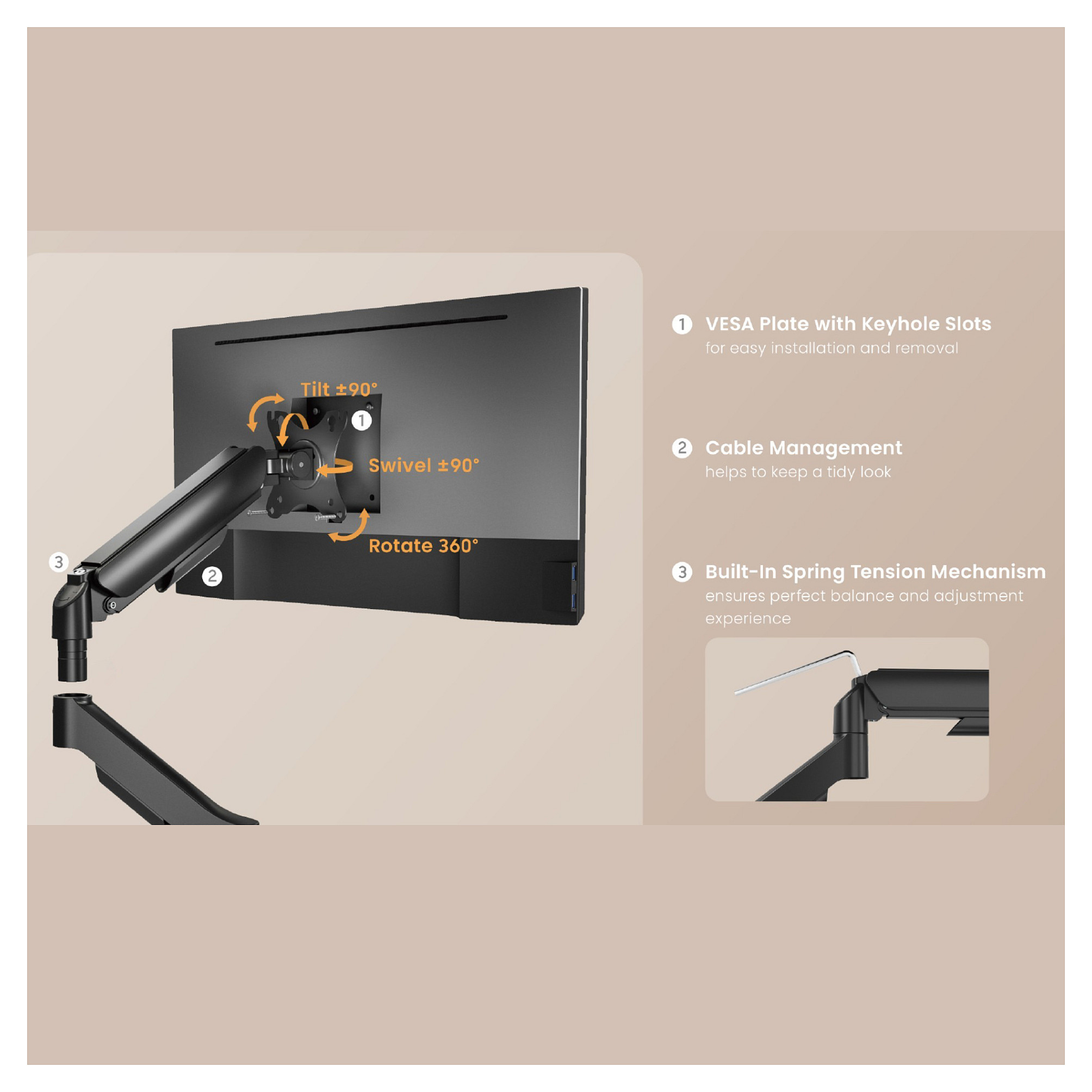 Stolni nosač za monitor EQUIP 650113 (17"-32", do 9kg, plinska opruga)-5