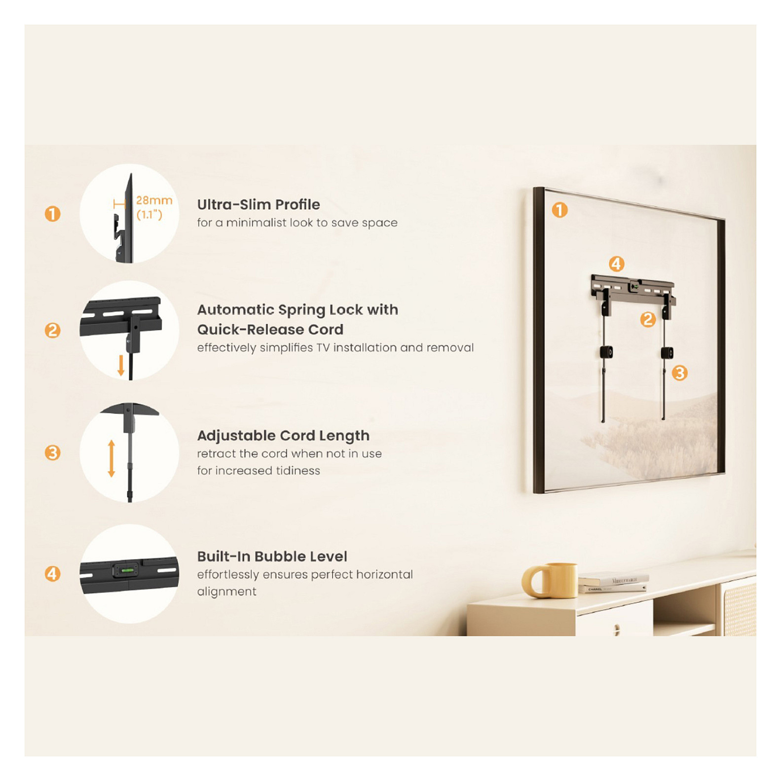 Stalak za TV EQUIP Pro No-Drill 650615 (37"-86", do 60kg) crna boja-7