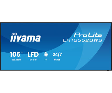 265,7cm/104.6" (5120x2160) iiyama LH10552UWS-B1AG 21:9 5K UW IPS 8ms 60Hz HDMI DisplayPort USB-C RJ45 RS-232c VESA Speaker WiFi Black