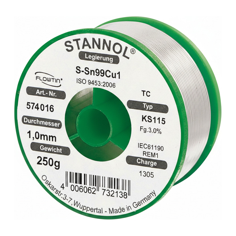 CIM 150154 LÃ¶tzinn 1mm 250g Bleifrei S-SN 99,3 CU 0,7
