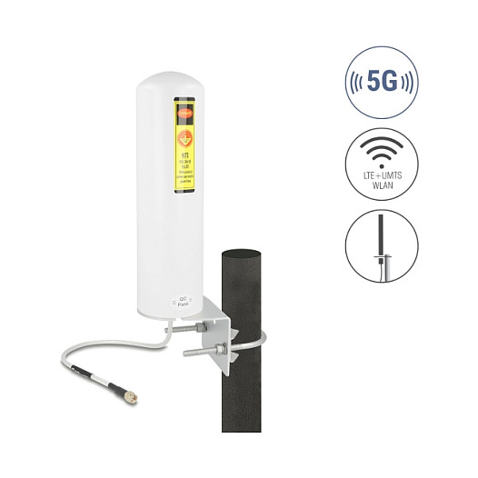Delock 5G LTE Antenne SMA Stecker 3 - 5 dBi starr omnidirektional Wand- und Mastmontage outdoor weiÃŸ