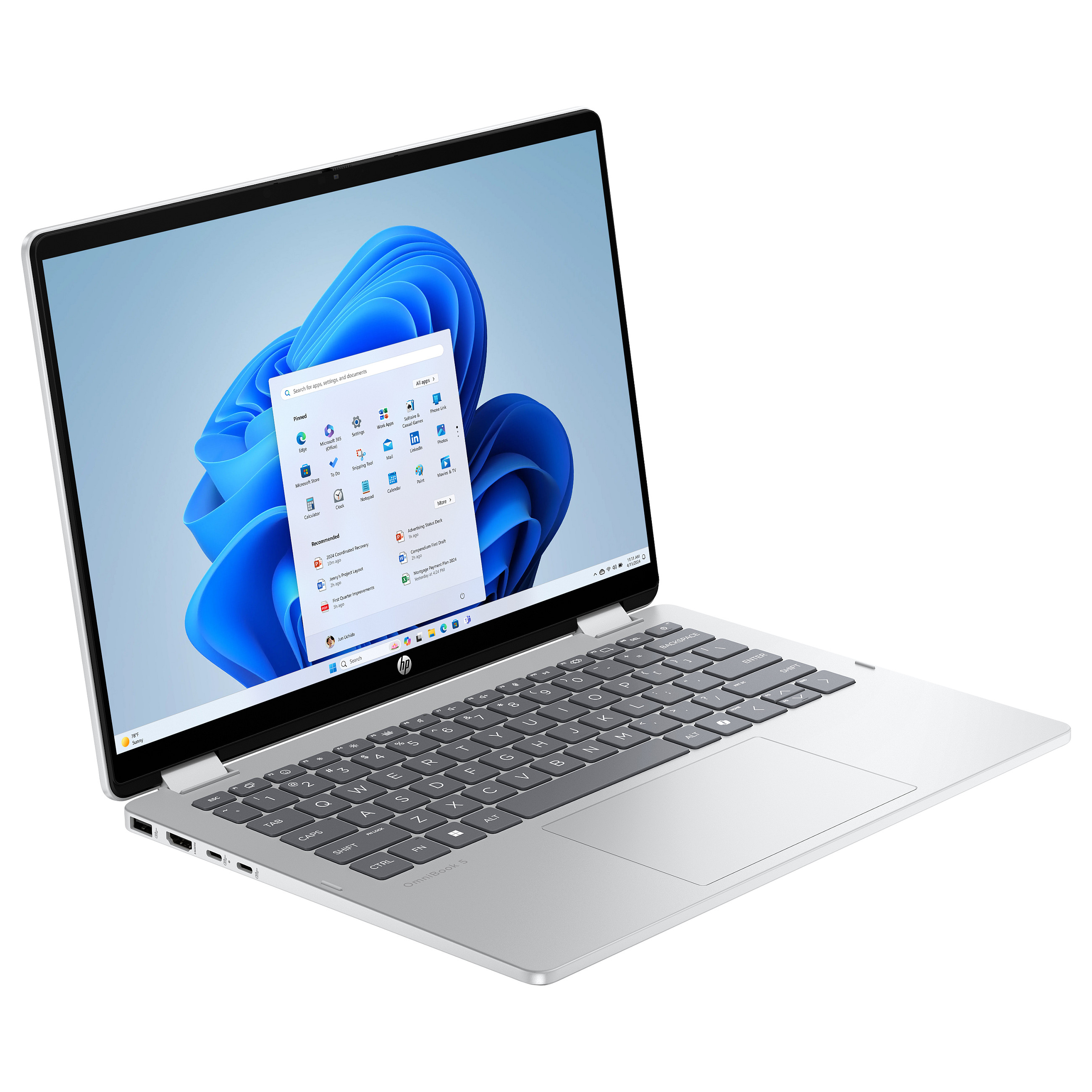 Laptop HP OmniBook 5 Flip 14 (14", WUXGA, Intel Core 5 120U, 16GB, 512GB SSD, Intel Graphics, Windows 11 Home, DE tipkovnica, Siva)-1