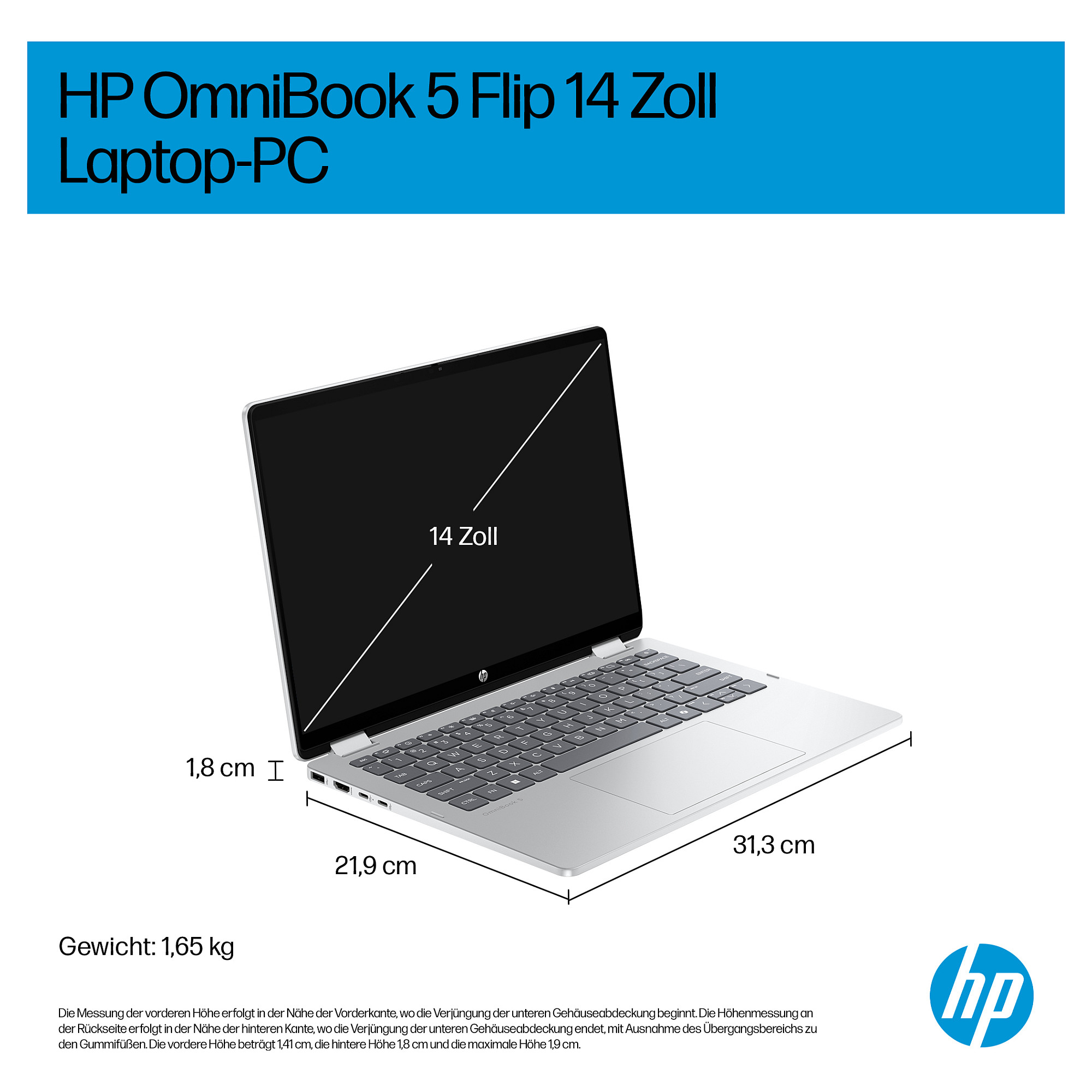 Laptop HP OmniBook 5 Flip 14 (14", WUXGA, Intel Core 5 120U, 16GB, 512GB SSD, Intel Graphics, Windows 11 Home, DE tipkovnica, Siva)-4