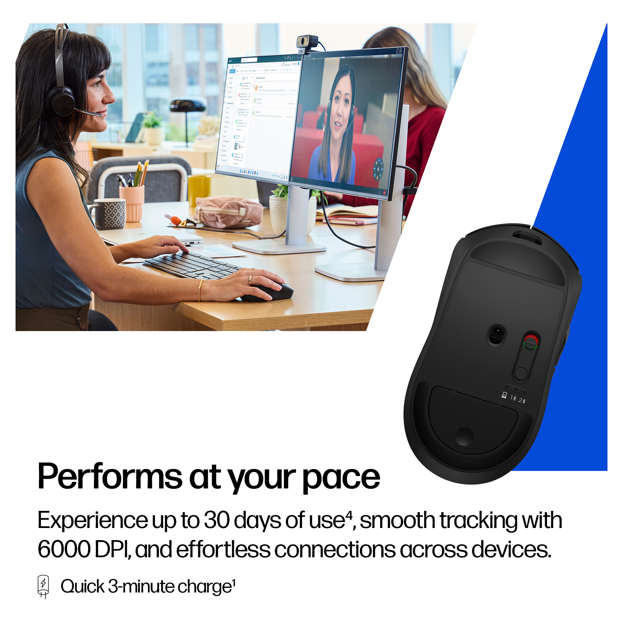 Bežični miš HP 705 Multi-Device Rechargeable, srebrna boja-3