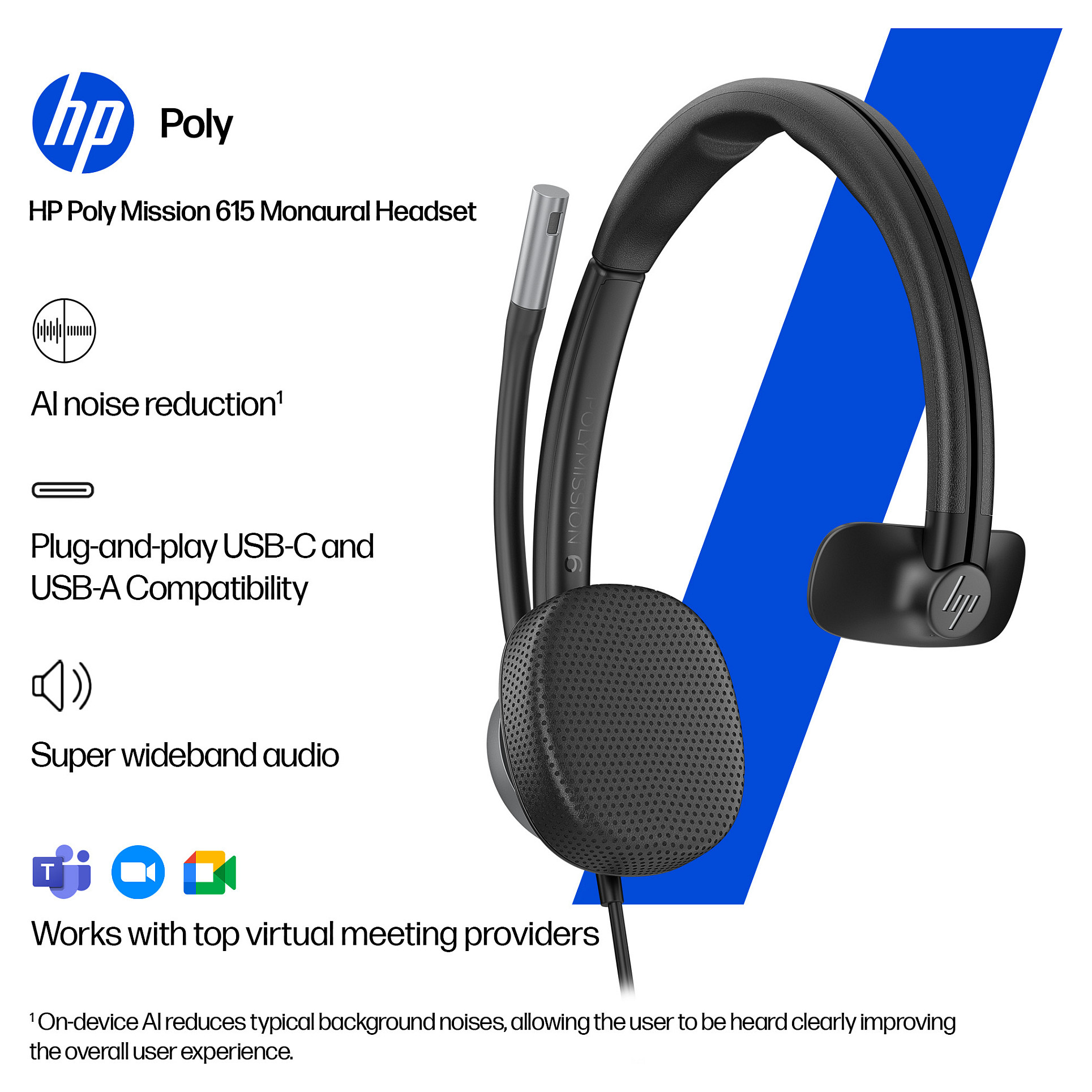 Slušalice HP Poly Mission 615 (žične, USB-C, mikrofon, crne)-6