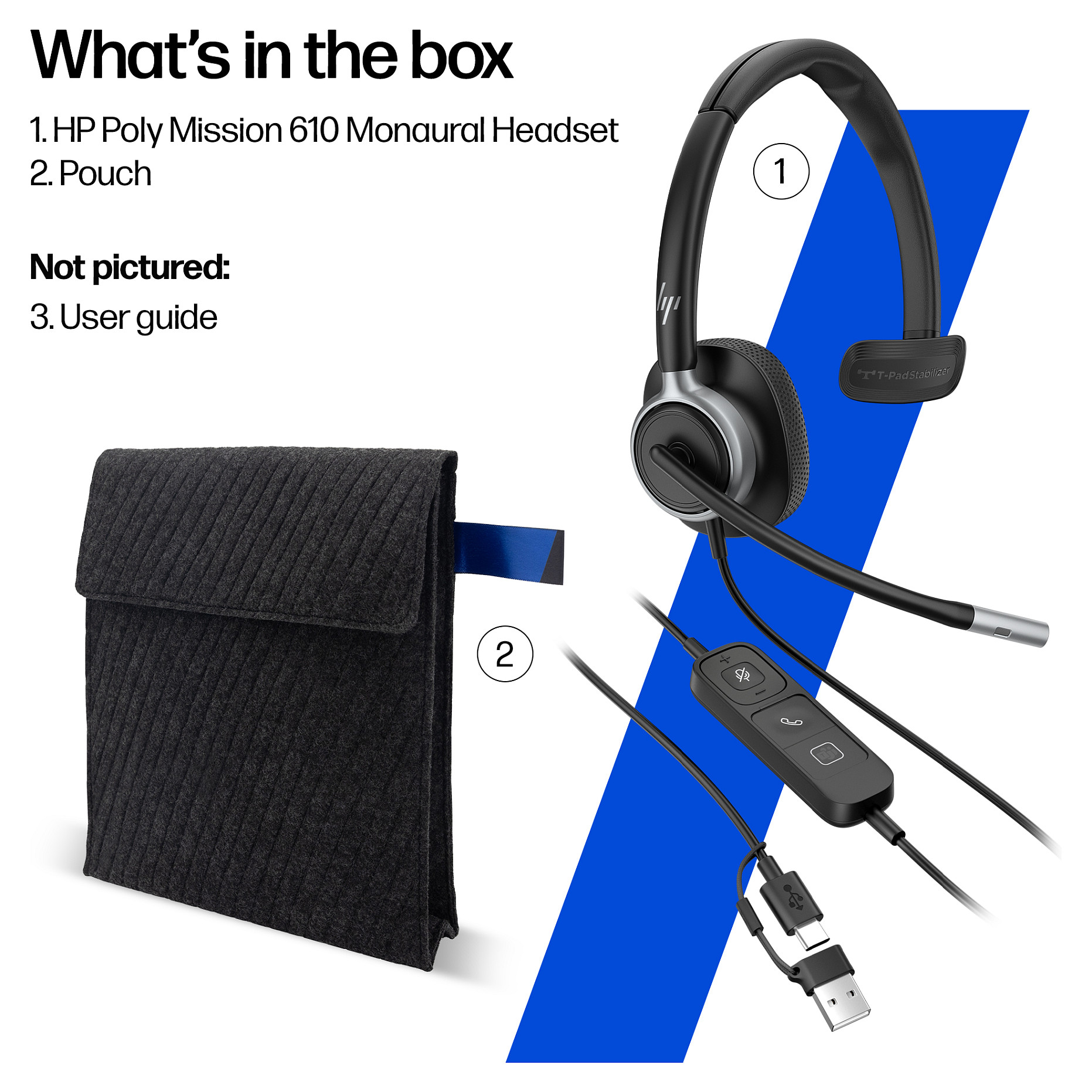 Slušalice HP Poly Mission 615 (žične, USB-C, mikrofon, crne)-8