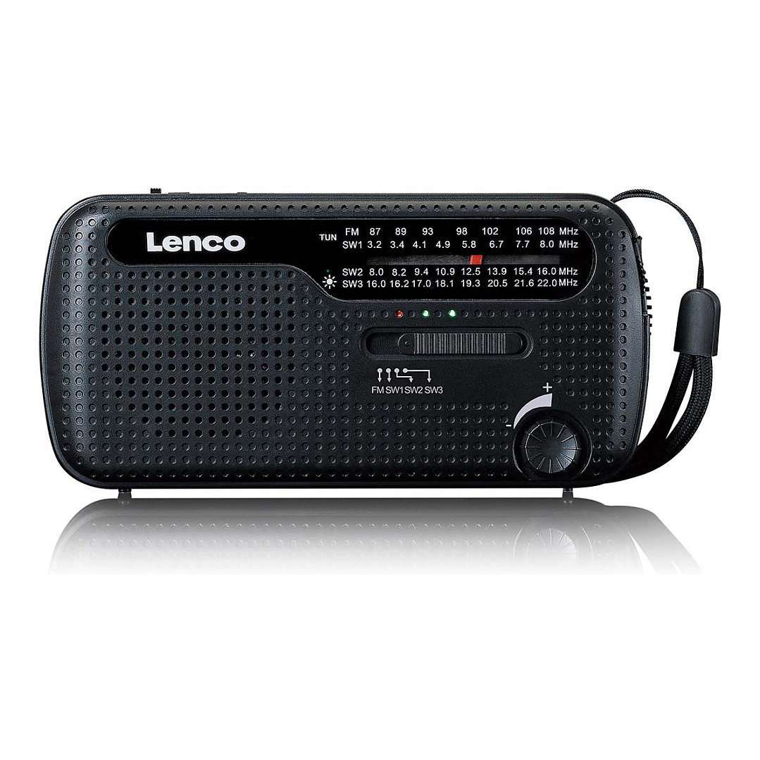 Solarni radio s ručicom LENCO MCR-113BK (Powerbank, svjetiljka), crna boja-1