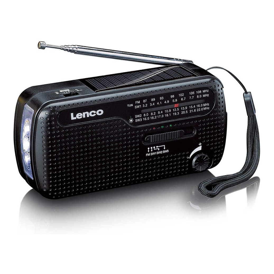 Solarni radio s ručicom LENCO MCR-113BK (Powerbank, svjetiljka), crna boja-2