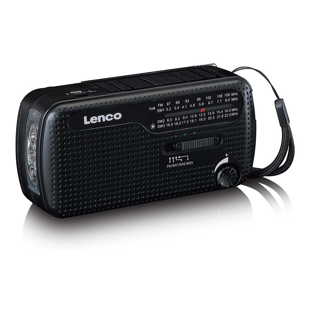 Solarni radio s ručicom LENCO MCR-113BK (Powerbank, svjetiljka), crna boja-3