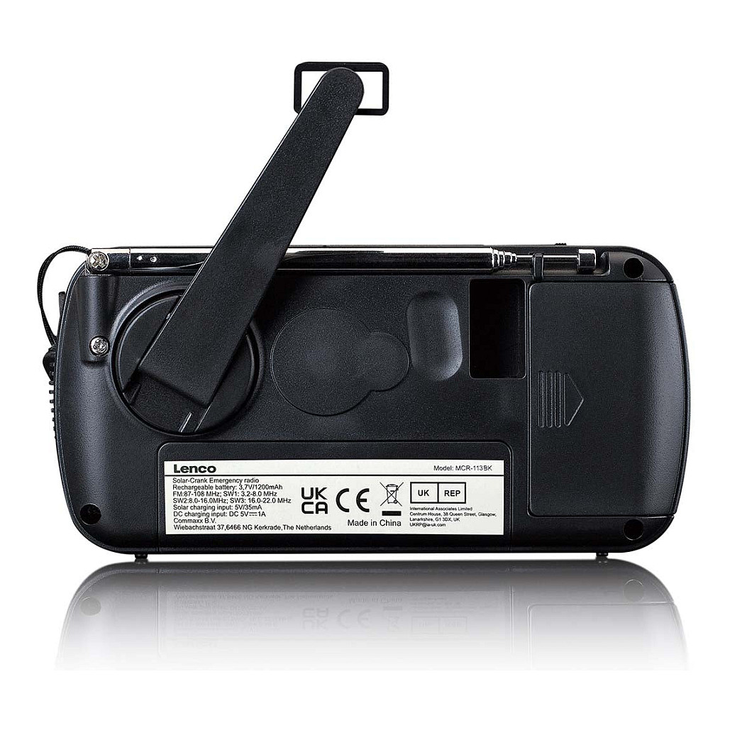 Solarni radio s ručicom LENCO MCR-113BK (Powerbank, svjetiljka), crna boja-8