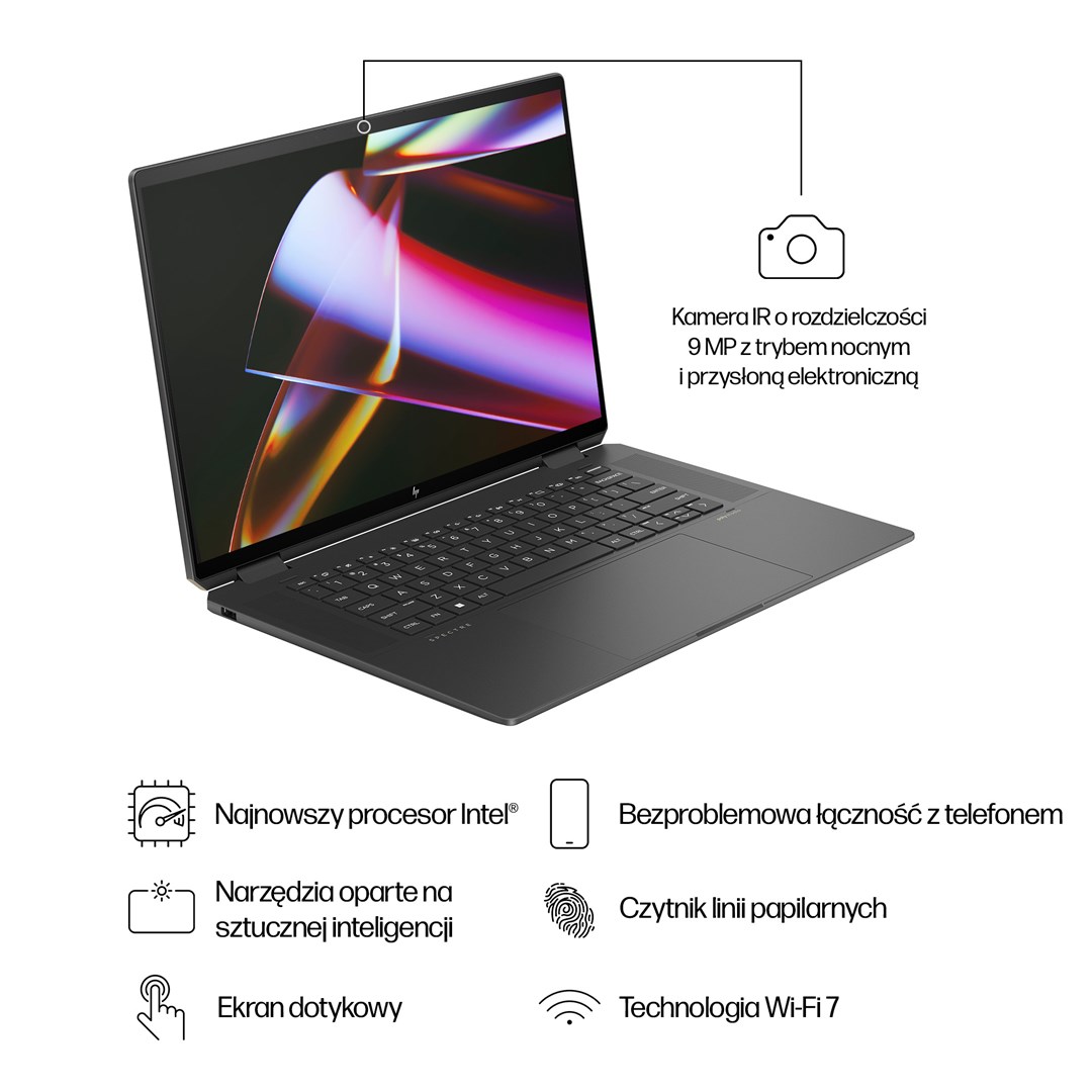 Laptop HP Spectre x360 16-aa0233nw (16", OLED, 2.8K, Intel Core Ultra 7 155H, 16GB, 1TB SSD, NVIDIA GeForce RTX 4050, Windows 11 Pro, Non-HR tipkovnica, Crna)-11