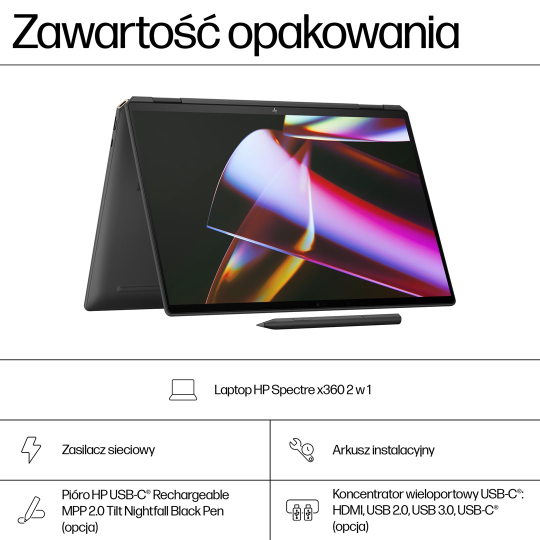 Laptop HP Spectre x360 16-aa0233nw (16", OLED, 2.8K, Intel Core Ultra 7 155H, 16GB, 1TB SSD, NVIDIA GeForce RTX 4050, Windows 11 Pro, Non-HR tipkovnica, Crna)-4