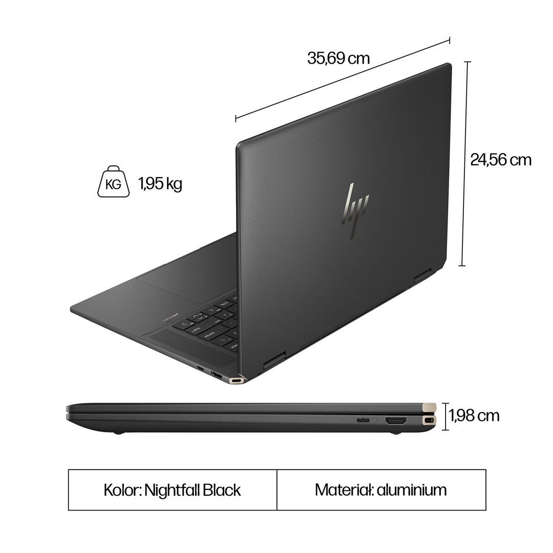 Laptop HP Spectre x360 16-aa0233nw (16", OLED, 2.8K, Intel Core Ultra 7 155H, 16GB, 1TB SSD, NVIDIA GeForce RTX 4050, Windows 11 Pro, Non-HR tipkovnica, Crna)-5