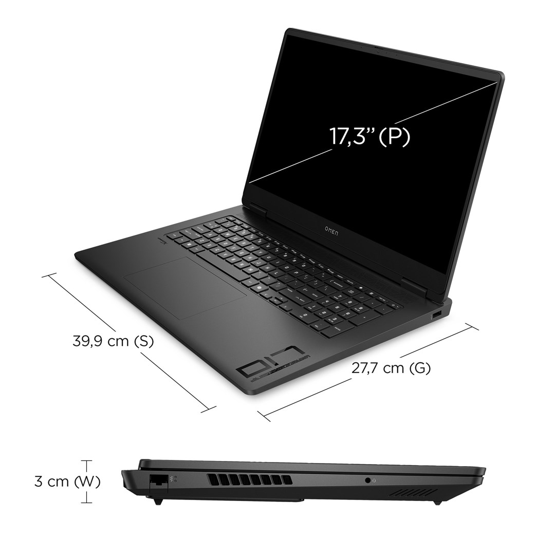 Laptop HP OMEN 17-db0128nw (17.3", IPS, Full HD, AMD Ryzen 5 8645HS, 16GB DDR5, 512GB SSD, NVIDIA GeForce RTX 4060 8GB, Windows 11, Non-HR tipkovnica, Crna)-5