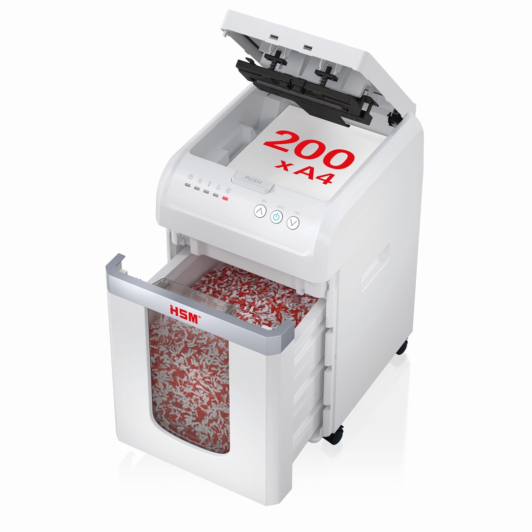HSM Autofeed X200 paper shredder with automatic feeder, 30 L, P4, 4 x 12 mm-3