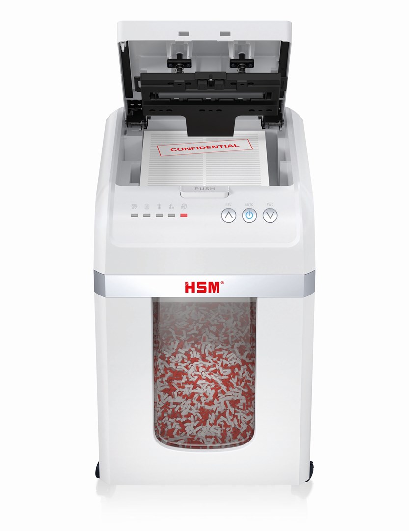 HSM Autofeed X300 paper shredder with automatic feeder, 30 L, P4, 4 x 12 mm-1