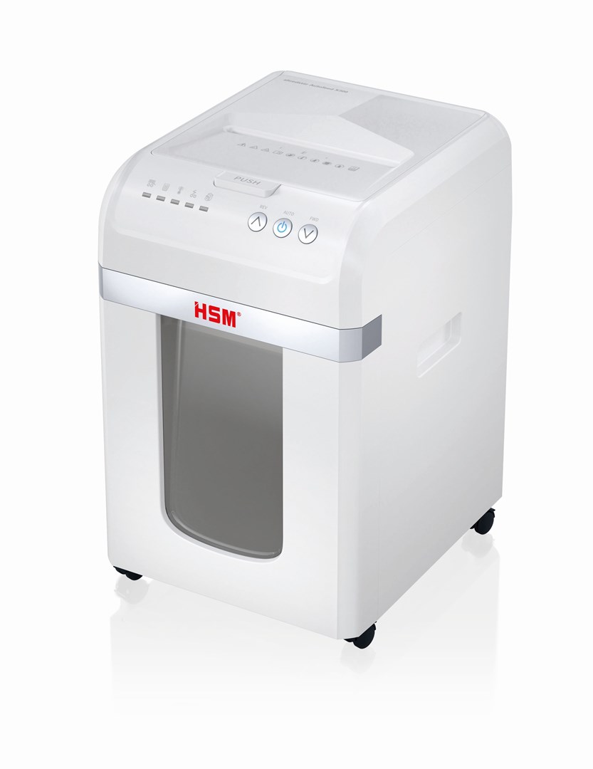 HSM Autofeed X300 paper shredder with automatic feeder, 30 L, P4, 4 x 12 mm