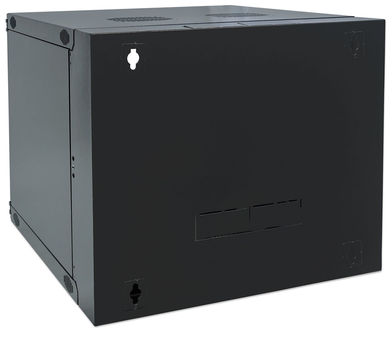 Intellinet 19" Network Cabinet - Wall Mount (Double Section Hinged Swing Out), 12U, 600mm Deep, Black, Flatpack, Max 30kg, Swings out for access to back of cabinet when installed on wall, Rack, Usable Depth 385mm, Parts for wall installation not included-4